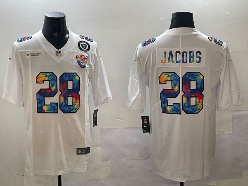 Men Oakland Raiders #28 Jacobs White Rainbow 2024 Nike Limited NFL Jersey style 01081